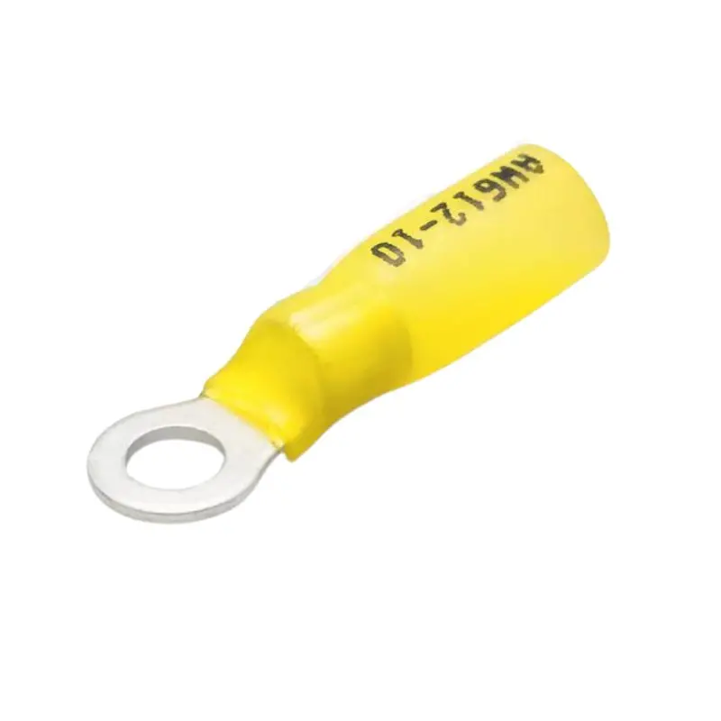 Yellow Ring Terminal – 1/4", 12–10 Awg, Heat-Shrinkable, 5Mm Id × 12Mm Od (Pack Of 4) 1