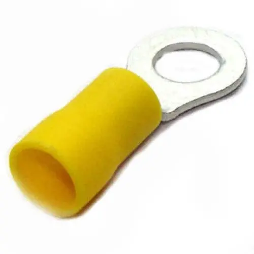 Yellow Ring Terminal – 1/4-Inch Stud Size, Fits 12–10 Awg, Id 6.6 Mm / Od 12 Mm, Pack Of 6 1