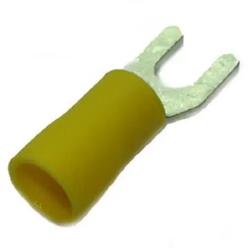 Yellow Spade Terminal #10, 12–10 Awg, 5.3 Mm Id × 9 Mm Width – Pack Of 100 1