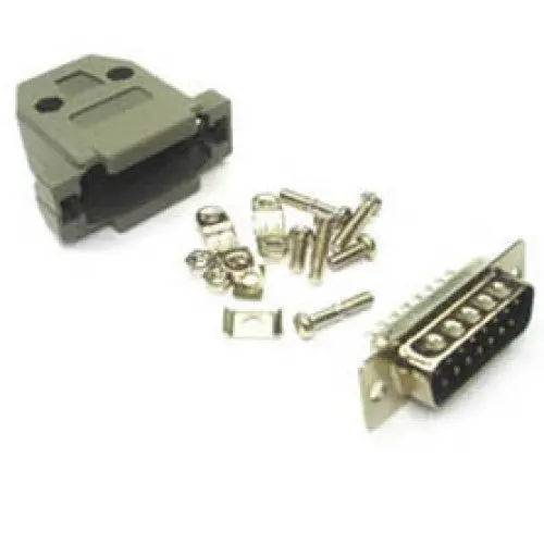 Z-4465 Db15 Male Solder Connector With Gray Plastic Hood And Tin Finish 1