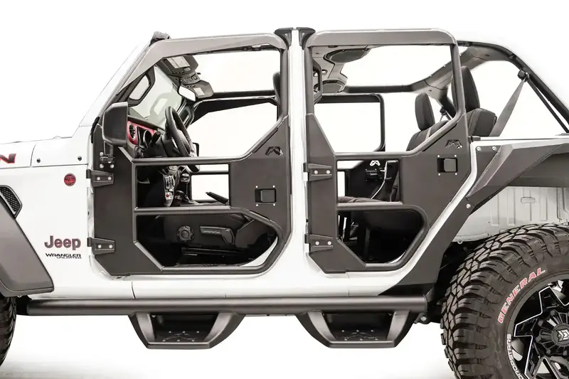 Fab Fours Jl1030-1 Full Tube Front Doors – Two-Stage Matte Black Powder Coated For Jeep Jl 1