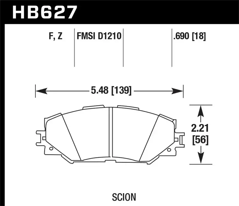 Hawk Hps Performance Brake Pads – Hb627F.690, 0.690" Thickness, All-Weather Compound 1