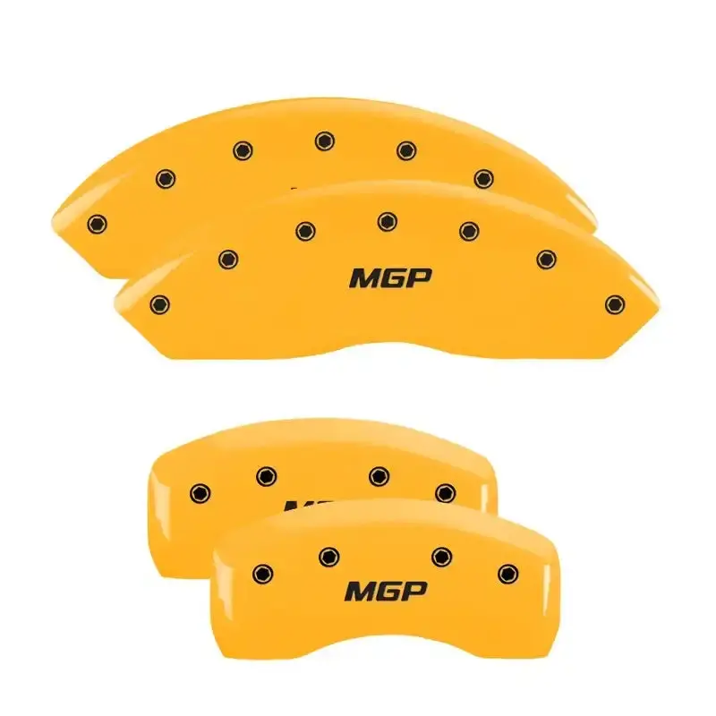 Mgp Engraved Caliper Covers – Front & Rear Set With Lincoln Yellow Finish And Black Accent 1
