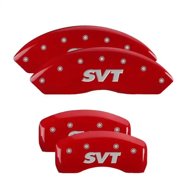 Mgp Engraved Caliper Covers – Red-Anodized Front & Rear Set With Silver Chrome Accents 1